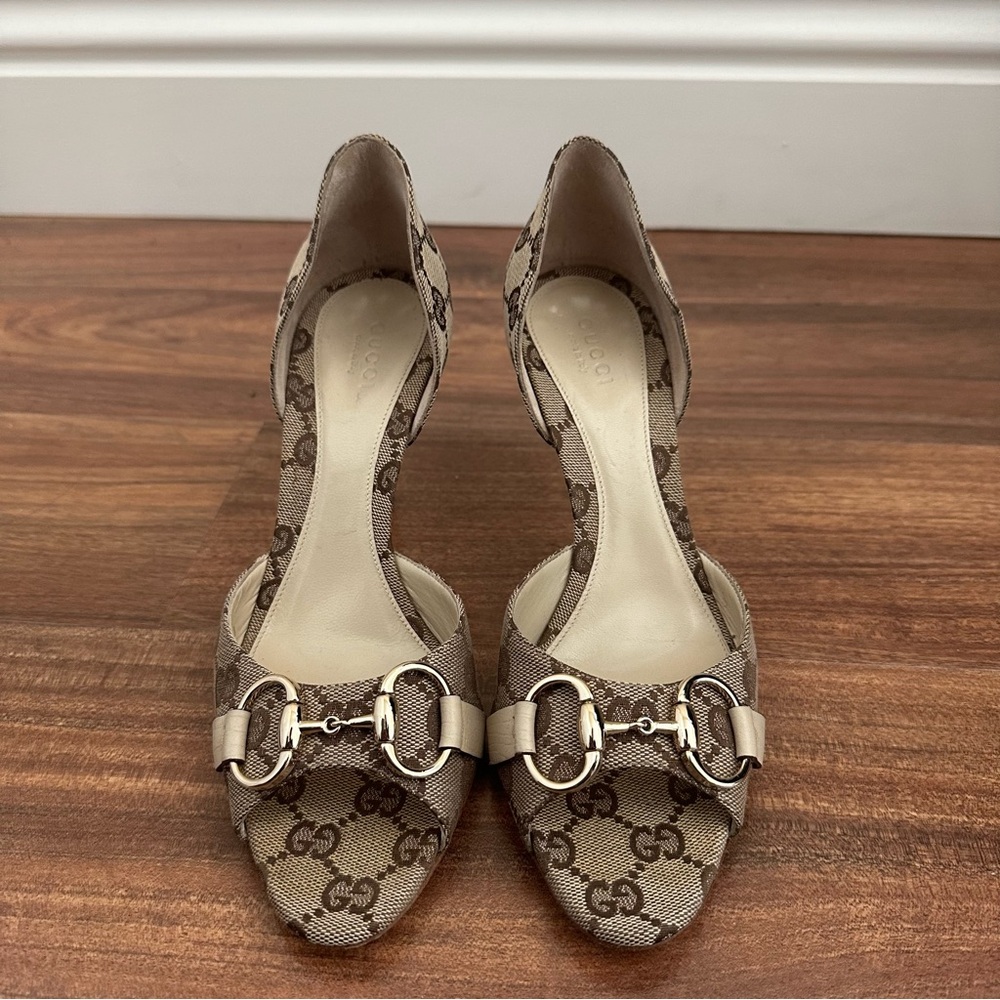 Vintage Gucci Horsebit Monogram Printed Heels